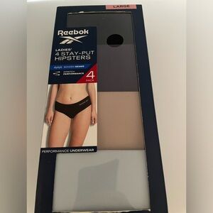 Reebok Ladies’ 4 Pack Stay Put Hipsters Large